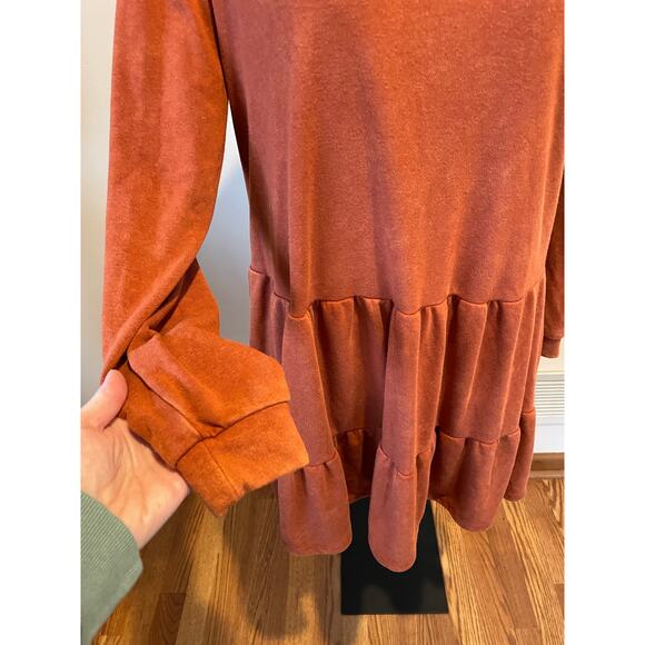 Wild Fable womens rust color sweatshirt tiered dress knee length size M - Picture 4 of 9
